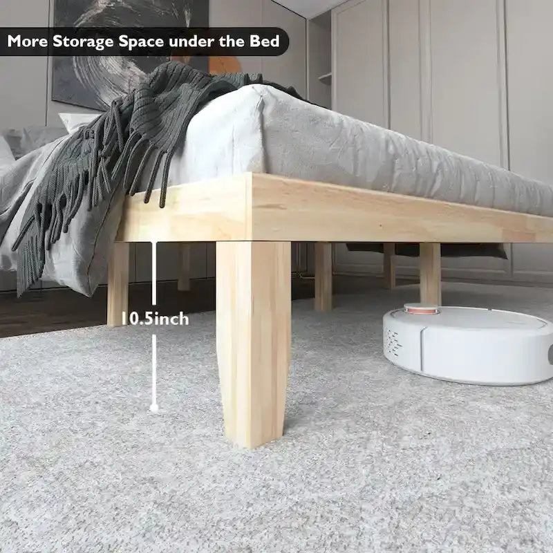 Costway Cadre de Lit King Size 14 Sommier à Lattes en Bois