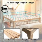 Costway Cadre de Lit King Size 14 Sommier à Lattes en Bois