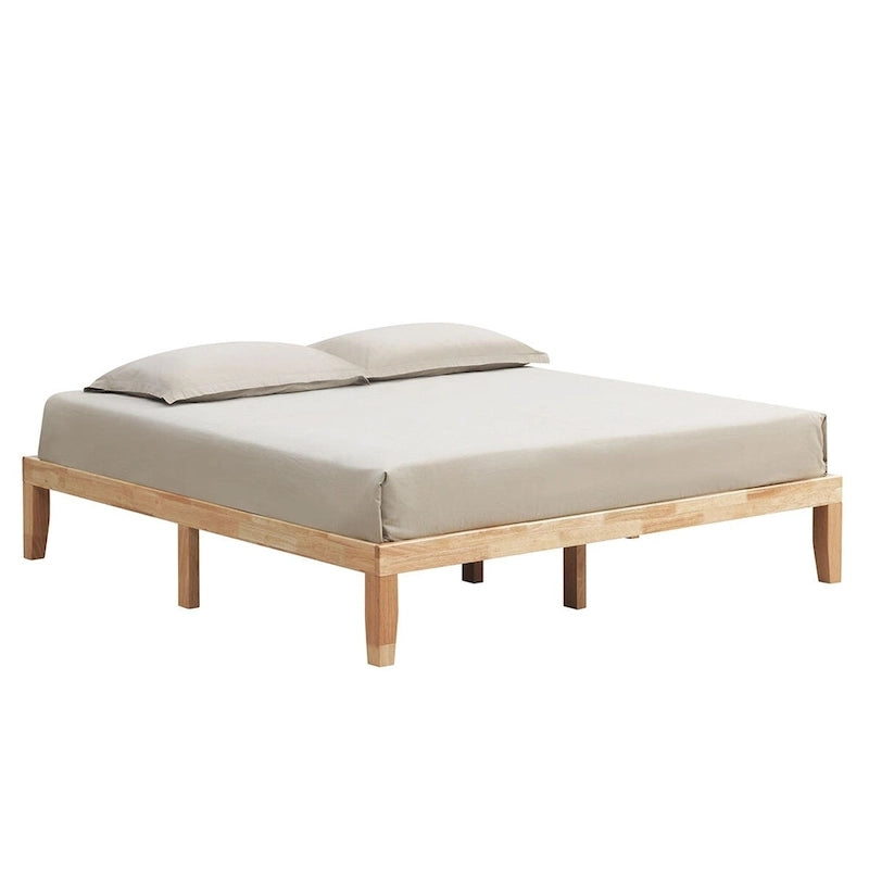 Costway Cadre de Lit King Size 14 Sommier à Lattes en Bois