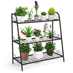 Costway Étagère Support à Fleurs à 3 Niveaux en Métal pour Pots de Plantes Porte-Plantes Présentoir