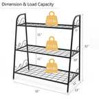 Costway Étagère Support à Fleurs à 3 Niveaux en Métal pour Pots de Plantes Porte-Plantes Présentoir