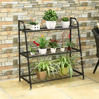 Costway Étagère Support à Fleurs à 3 Niveaux en Métal pour Pots de Plantes Porte-Plantes Présentoir