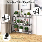 Costway Étagère Support à Fleurs à 3 Niveaux en Métal pour Pots de Plantes Porte-Plantes Présentoir