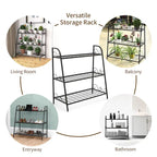 Costway Étagère Support à Fleurs à 3 Niveaux en Métal pour Pots de Plantes Porte-Plantes Présentoir