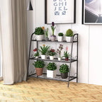 Costway Étagère Support à Fleurs à 3 Niveaux en Métal pour Pots de Plantes Porte-Plantes Présentoir