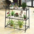 Costway Étagère Support à Fleurs à 3 Niveaux en Métal pour Pots de Plantes Porte-Plantes Présentoir