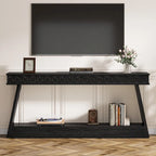 Table d'entrée extra longue de 180 cm, console étroite à 2 niveaux avec rangement - 180L x 30l x 80H cm