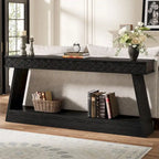 Table d'entrée extra longue de 180 cm, console étroite à 2 niveaux avec rangement - 180L x 30l x 80H cm