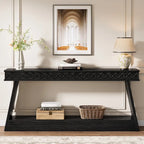 Table d'entrée extra longue de 180 cm, console étroite à 2 niveaux avec rangement - 180L x 30l x 80H cm