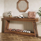 Table d'entrée extra longue de 180 cm, console étroite à 2 niveaux avec rangement - 180L x 30l x 80H cm