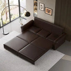 Canapé convertible 3 en 1 King size Chesterfield, en velours/similicuir, avec clous décoratifs et accoudoirs arrondis