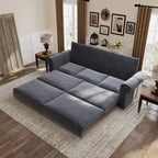 Canapé convertible 3 en 1 King size Chesterfield, en velours/similicuir, avec clous décoratifs et accoudoirs arrondis