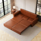Canapé convertible 3 en 1 King size Chesterfield, en velours/similicuir, avec clous décoratifs et accoudoirs arrondis