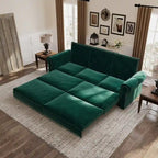 Canapé convertible 3 en 1 King size Chesterfield, en velours/similicuir, avec clous décoratifs et accoudoirs arrondis