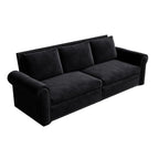 Canapé convertible 3 en 1 King size Chesterfield, en velours/similicuir, avec clous décoratifs et accoudoirs arrondis