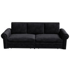 Canapé convertible 3 en 1 King size Chesterfield, en velours/similicuir, avec clous décoratifs et accoudoirs arrondis