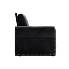 Canapé convertible 3 en 1 King size Chesterfield, en velours/similicuir, avec clous décoratifs et accoudoirs arrondis