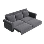 Canapé convertible 3 en 1 King size Chesterfield, en velours/similicuir, avec clous décoratifs et accoudoirs arrondis