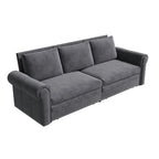 Canapé convertible 3 en 1 King size Chesterfield, en velours/similicuir, avec clous décoratifs et accoudoirs arrondis