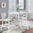 Ensemble de salle à manger 5 pièces, hauteur comptoir, en bois, avec table carrée et 4 chaises rembourrées