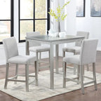 Ensemble de salle à manger 5 pièces, hauteur comptoir, en bois, avec table carrée et 4 chaises rembourrées