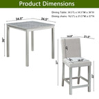 Ensemble de salle à manger 5 pièces, hauteur comptoir, en bois, avec table carrée et 4 chaises rembourrées