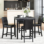 Ensemble de salle à manger 5 pièces, hauteur comptoir, en bois, avec table carrée et 4 chaises rembourrées