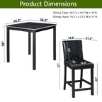 Ensemble de salle à manger 5 pièces, hauteur comptoir, en bois, avec table carrée et 4 chaises rembourrées