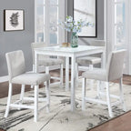 Ensemble de salle à manger 5 pièces, hauteur comptoir, en bois, avec table carrée et 4 chaises rembourrées