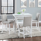 Ensemble de salle à manger 5 pièces, hauteur comptoir, en bois, avec table carrée et 4 chaises rembourrées