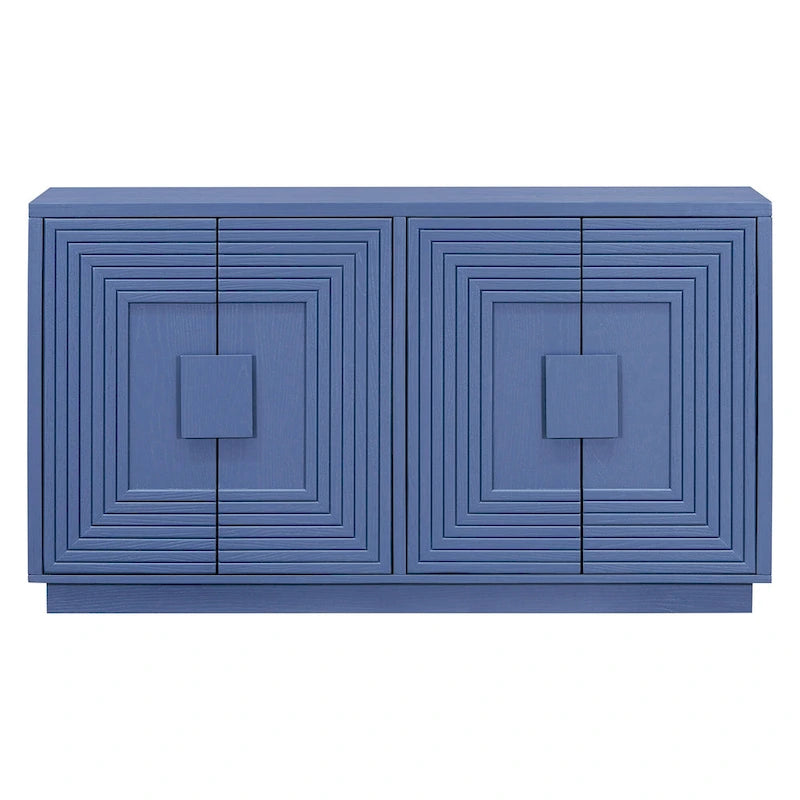 Coffee Bar Cabinet with Storage, Fluted Sideboard Cabinet with 4 Doors, Freestanding Buffet Table with Adjustable Shelves