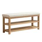 Banc multifonctionnel en bois massif avec étagères de rangement HUIMO 117 cm
