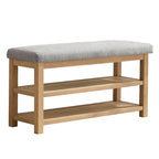 Banc multifonctionnel en bois massif avec étagères de rangement HUIMO 117 cm