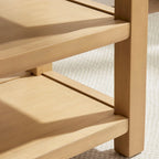 Banc multifonctionnel en bois massif avec étagères de rangement HUIMO 117 cm