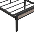 Lit plateforme en métal format grand lit avec tête de lit rembourrée et port USB