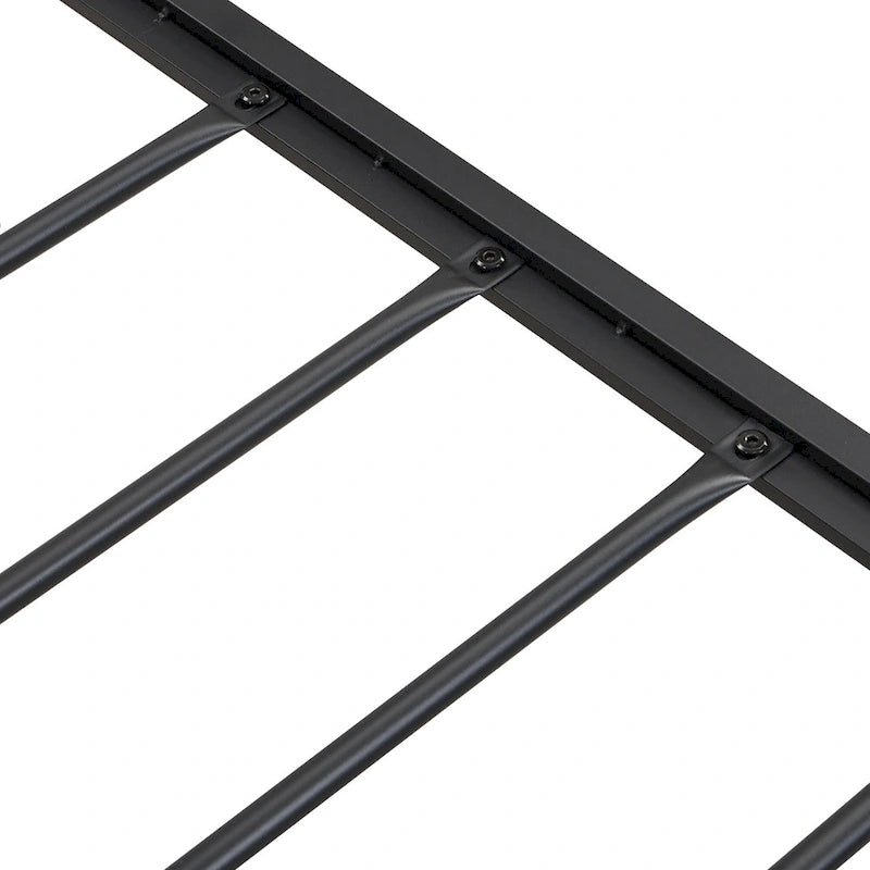Lit plateforme en métal format grand lit avec tête de lit rembourrée et port USB