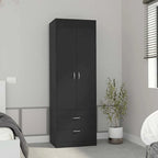 18.9 Armoire double moderne avec deux tiroirs inférieurs et une tringle de penderie pour chambre à coucher