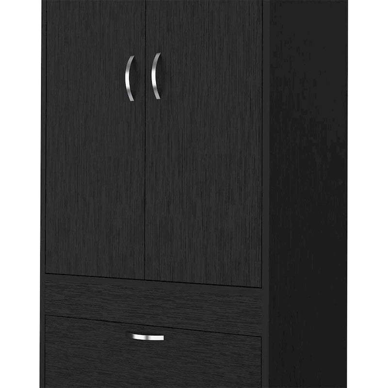 18.9 Armoire double moderne avec deux tiroirs inférieurs et une tringle de penderie pour chambre à coucher