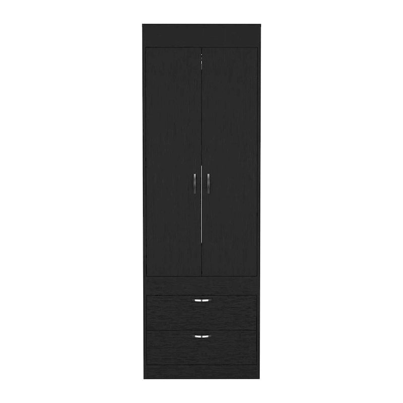 18.9 Armoire double moderne avec deux tiroirs inférieurs et une tringle de penderie pour chambre à coucher