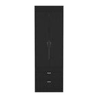 18.9 Armoire double moderne avec deux tiroirs inférieurs et une tringle de penderie pour chambre à coucher