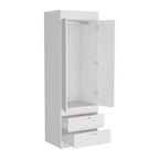 18.9 Armoire double moderne avec deux tiroirs inférieurs et une tringle de penderie pour chambre à coucher