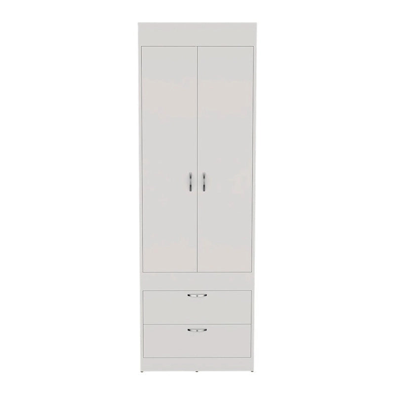 18.9 Armoire double moderne avec deux tiroirs inférieurs et une tringle de penderie pour chambre à coucher