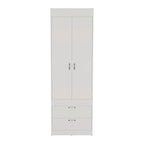 18.9 Armoire double moderne avec deux tiroirs inférieurs et une tringle de penderie pour chambre à coucher