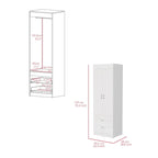 18.9 Armoire double moderne avec deux tiroirs inférieurs et une tringle de penderie pour chambre à coucher