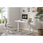 KOWO Bureau électrique debout en verre de 48 pouces avec plateau en verre trempé, poste de travail assis-debout à hauteur réglable pour bureau moderne