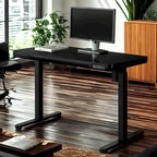 KOWO Bureau électrique debout en verre de 48 pouces avec plateau en verre trempé, poste de travail assis-debout à hauteur réglable pour bureau moderne