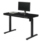 KOWO Bureau électrique debout en verre de 48 pouces avec plateau en verre trempé, poste de travail assis-debout à hauteur réglable pour bureau moderne