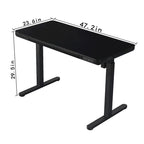KOWO Bureau électrique debout en verre de 48 pouces avec plateau en verre trempé, poste de travail assis-debout à hauteur réglable pour bureau moderne