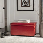 Banc de rangement Safavieh Liane en similicuir touffeté marron - 30,1 x 18,1 x 17,7 - 30Lx18Px18H