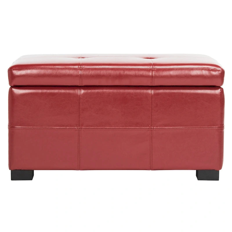 Banc de rangement Safavieh Liane en similicuir touffeté marron - 30,1 x 18,1 x 17,7 - 30Lx18Px18H